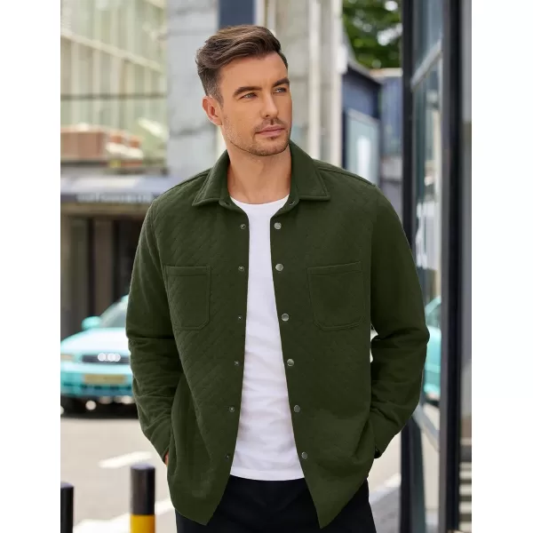 COOFANDY Mens Shacket Long Sleeve Shirt Jacket with Pockets Lightweight Quilted Overshirt