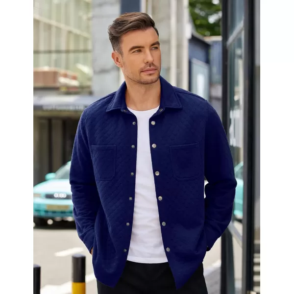 COOFANDY Mens Shacket Long Sleeve Shirt Jacket with Pockets Lightweight Quilted Overshirt
