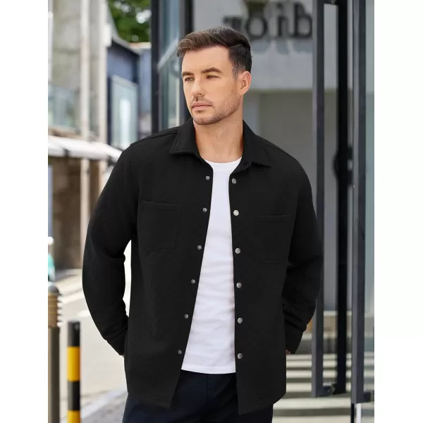 COOFANDY Mens Shacket Long Sleeve Shirt Jacket with Pockets Lightweight Quilted Overshirt