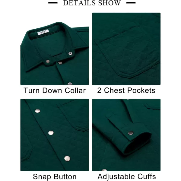 COOFANDY Mens Shacket Long Sleeve Shirt Jacket with Pockets Lightweight Quilted Overshirt