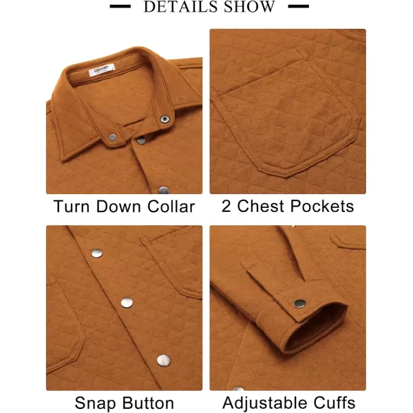 COOFANDY Mens Shacket Long Sleeve Shirt Jacket with Pockets Lightweight Quilted Overshirt