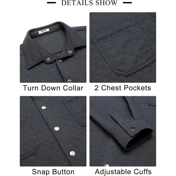 COOFANDY Mens Shacket Long Sleeve Shirt Jacket with Pockets Lightweight Quilted Overshirt