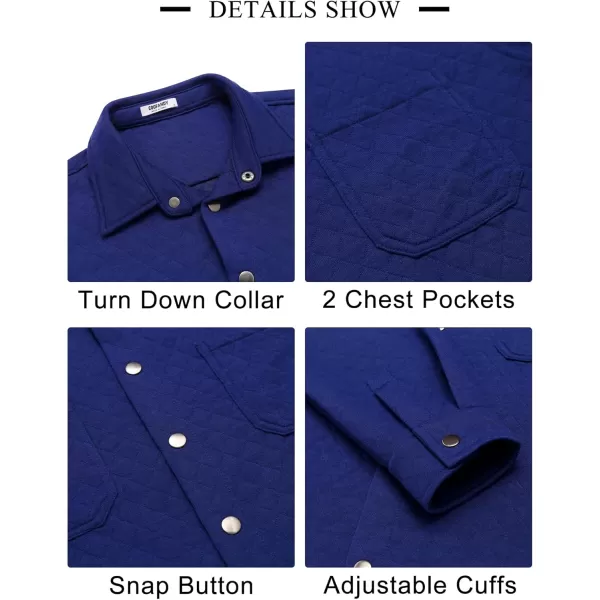 COOFANDY Mens Shacket Long Sleeve Shirt Jacket with Pockets Lightweight Quilted Overshirt