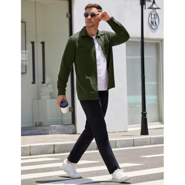 COOFANDY Mens Shacket Long Sleeve Shirt Jacket with Pockets Lightweight Quilted Overshirt