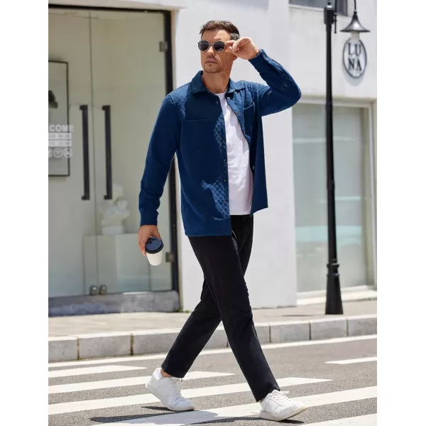 COOFANDY Mens Shacket Long Sleeve Shirt Jacket with Pockets Lightweight Quilted Overshirt