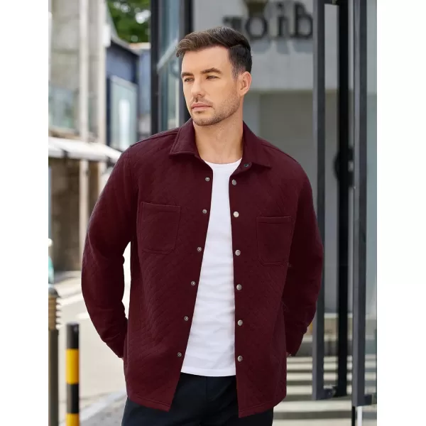 COOFANDY Mens Shacket Long Sleeve Shirt Jacket with Pockets Lightweight Quilted Overshirt