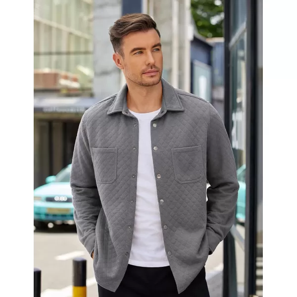 COOFANDY Mens Shacket Long Sleeve Shirt Jacket with Pockets Lightweight Quilted Overshirt
