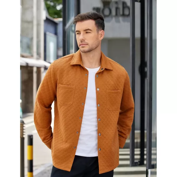 COOFANDY Mens Shacket Long Sleeve Shirt Jacket with Pockets Lightweight Quilted Overshirt