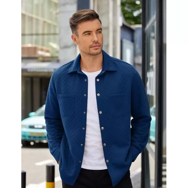 COOFANDY Mens Shacket Long Sleeve Shirt Jacket with Pockets Lightweight Quilted Overshirt