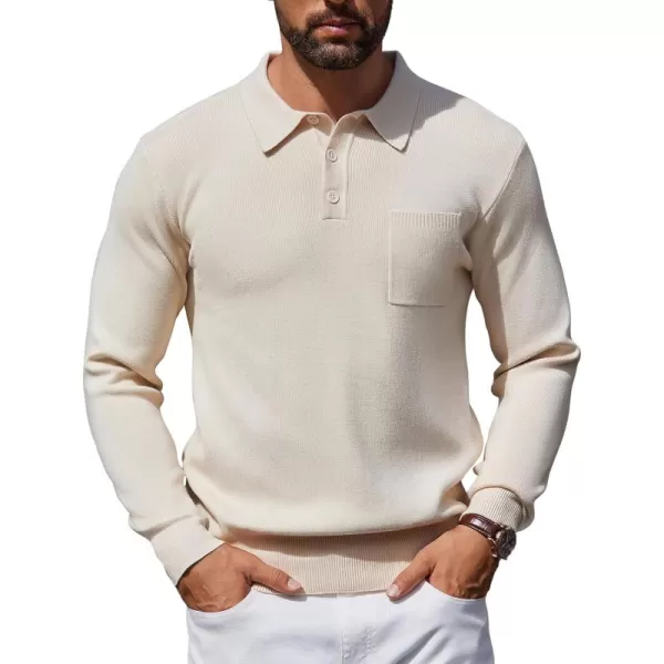 COOFANDY Mens Long Sleeve Polo Sweater Knit Polo Casual Thermal Pullover Sweater with Pocket