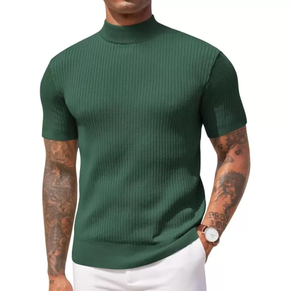 COOFANDY Men's Mock Turtleneck Sweater Short Sleeve Casual Basic Tops Ribbed Knit Pullover Solid Tee