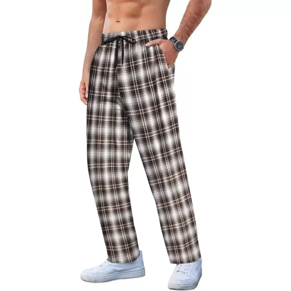COOFANDY Men's Plaid Casual Pants Soft Cotton Pajama Pants Drawstring Checkered Lounge Sweatpant with Pockets
