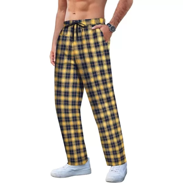 COOFANDY Men's Plaid Casual Pants Soft Cotton Pajama Pants Drawstring Checkered Lounge Sweatpant with Pockets