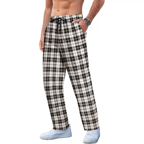 COOFANDY Men's Plaid Casual Pants Soft Cotton Pajama Pants Drawstring Checkered Lounge Sweatpant with Pockets