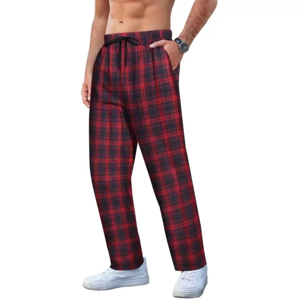COOFANDY Men's Plaid Casual Pants Soft Cotton Pajama Pants Drawstring Checkered Lounge Sweatpant with Pockets