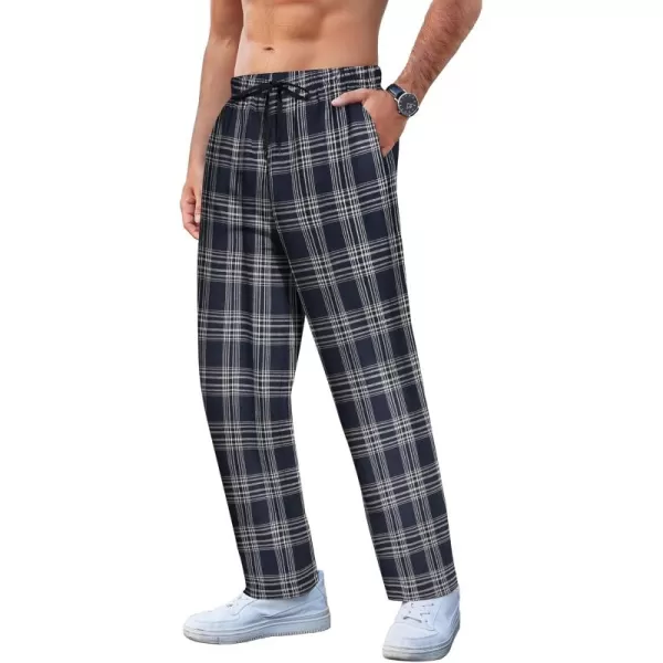 COOFANDY Men's Plaid Casual Pants Soft Cotton Pajama Pants Drawstring Checkered Lounge Sweatpant with Pockets