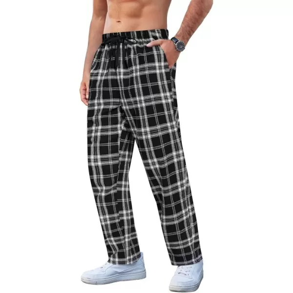 COOFANDY Men's Plaid Casual Pants Soft Cotton Pajama Pants Drawstring Checkered Lounge Sweatpant with Pockets