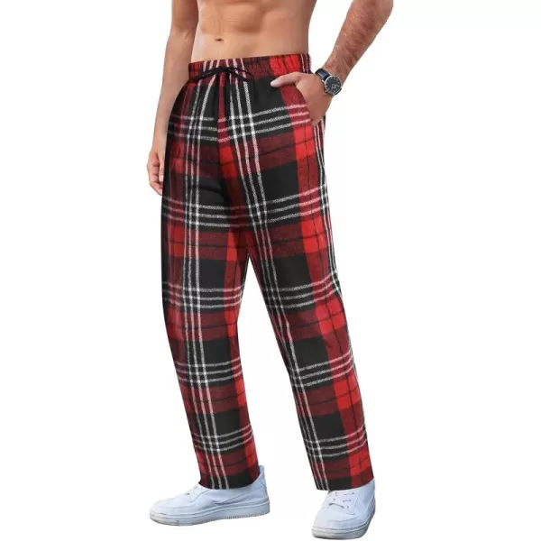 COOFANDY Men's Plaid Casual Pants Soft Cotton Pajama Pants Drawstring Checkered Lounge Sweatpant with Pockets)