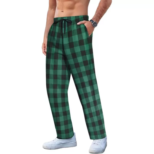 COOFANDY Men's Plaid Casual Pants Soft Cotton Pajama Pants Drawstring Checkered Lounge Sweatpant with Pockets