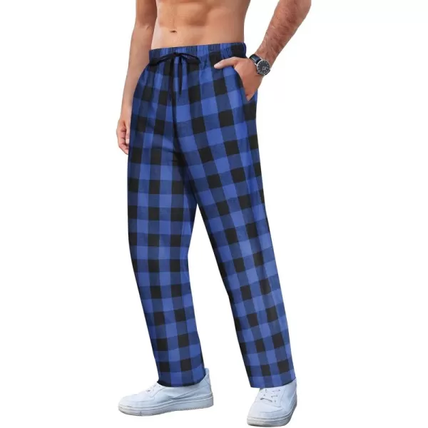 COOFANDY Men's Plaid Casual Pants Soft Cotton Pajama Pants Drawstring Checkered Lounge Sweatpant with Pockets