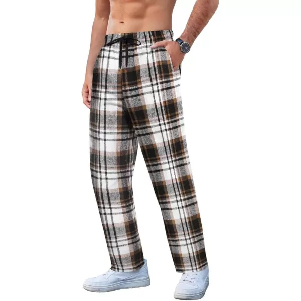 COOFANDY Men's Plaid Casual Pants Soft Cotton Pajama Pants Drawstring Checkered Lounge Sweatpant with Pockets)