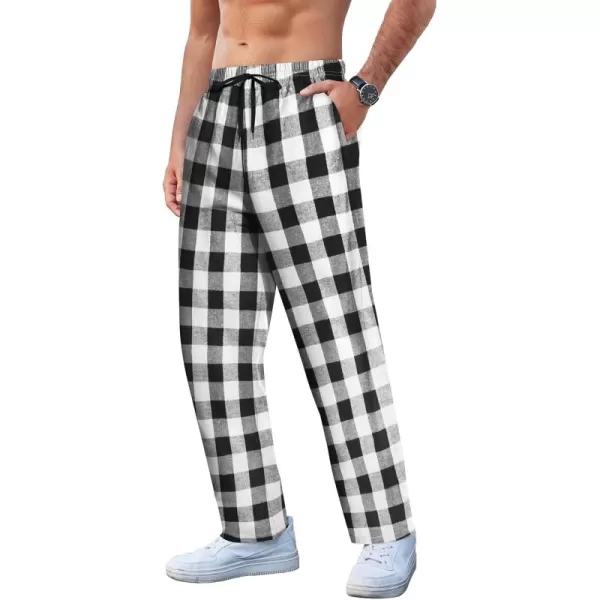 COOFANDY Men's Plaid Casual Pants Soft Cotton Pajama Pants Drawstring Checkered Lounge Sweatpant with Pockets