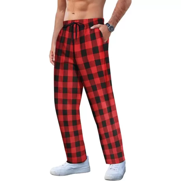 COOFANDY Men's Plaid Casual Pants Soft Cotton Pajama Pants Drawstring Checkered Lounge Sweatpant with Pockets