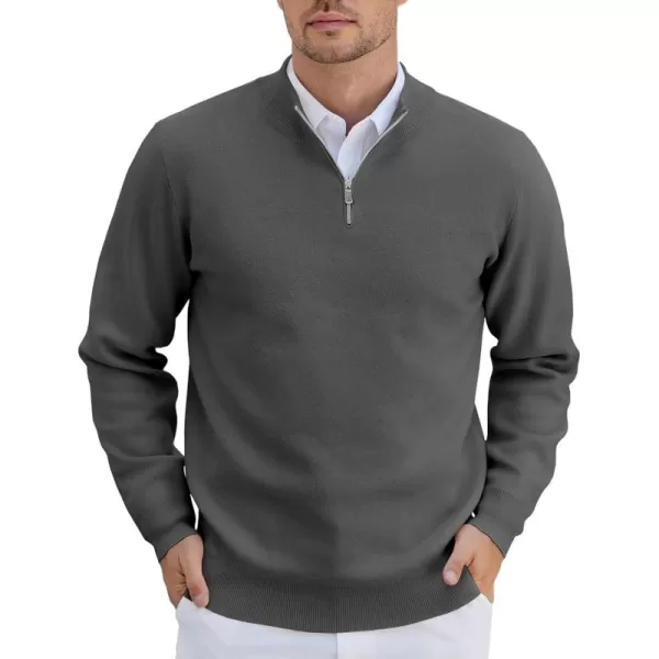 COOFANDY Mens Quarter Zip Pullover Slim Fit Lightweight Knit Pullover Sweaters Casual Polo Sweater