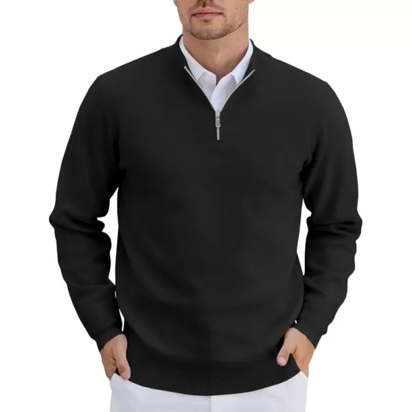 COOFANDY Mens Quarter Zip Pullover Slim Fit Lightweight Knit Pullover Sweaters Casual Polo Sweater