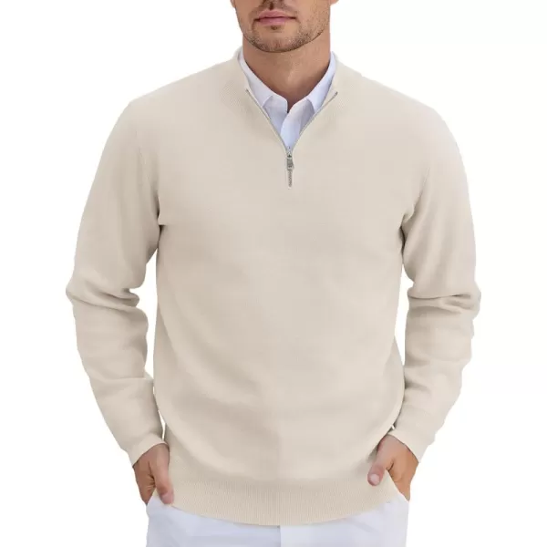 COOFANDY Mens Quarter Zip Pullover Slim Fit Lightweight Knit Pullover Sweaters Casual Polo Sweater
