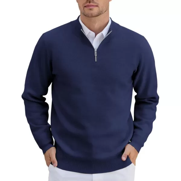 COOFANDY Mens Quarter Zip Pullover Slim Fit Lightweight Knit Pullover Sweaters Casual Polo Sweater