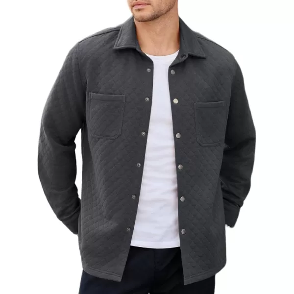 COOFANDY Mens Shacket Long Sleeve Shirt Jacket with Pockets Lightweight Quilted Overshirt