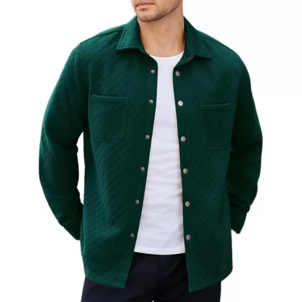 COOFANDY Mens Shacket Long Sleeve Shirt Jacket with Pockets Lightweight Quilted Overshirt