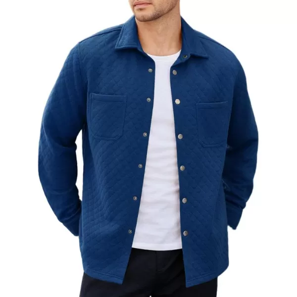 COOFANDY Mens Shacket Long Sleeve Shirt Jacket with Pockets Lightweight Quilted Overshirt
