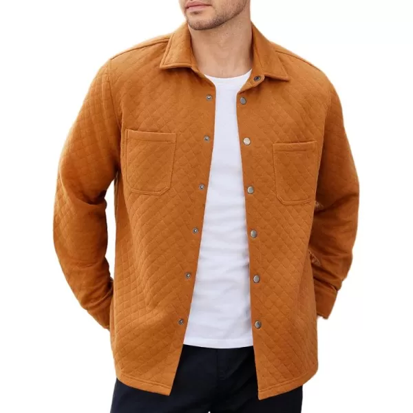 COOFANDY Mens Shacket Long Sleeve Shirt Jacket with Pockets Lightweight Quilted Overshirt
