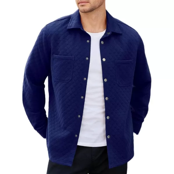 COOFANDY Mens Shacket Long Sleeve Shirt Jacket with Pockets Lightweight Quilted Overshirt