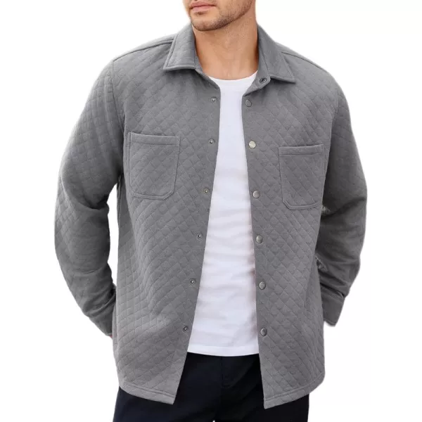 COOFANDY Mens Shacket Long Sleeve Shirt Jacket with Pockets Lightweight Quilted Overshirt