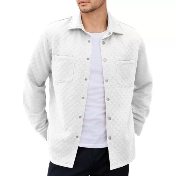 COOFANDY Mens Shacket Long Sleeve Shirt Jacket with Pockets Lightweight Quilted Overshirt