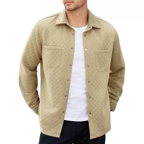 COOFANDY Mens Shacket Long Sleeve Shirt Jacket with Pockets Lightweight Quilted Overshirt