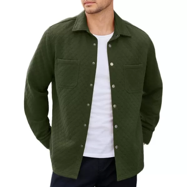 COOFANDY Mens Shacket Long Sleeve Shirt Jacket with Pockets Lightweight Quilted Overshirt