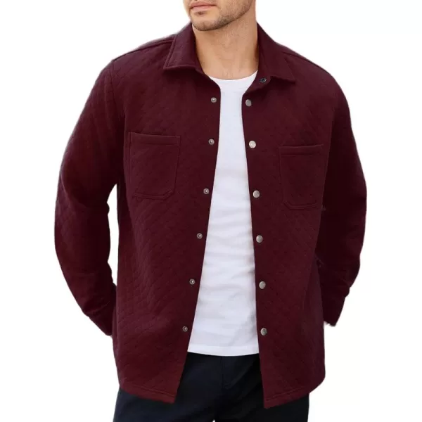 COOFANDY Mens Shacket Long Sleeve Shirt Jacket with Pockets Lightweight Quilted Overshirt