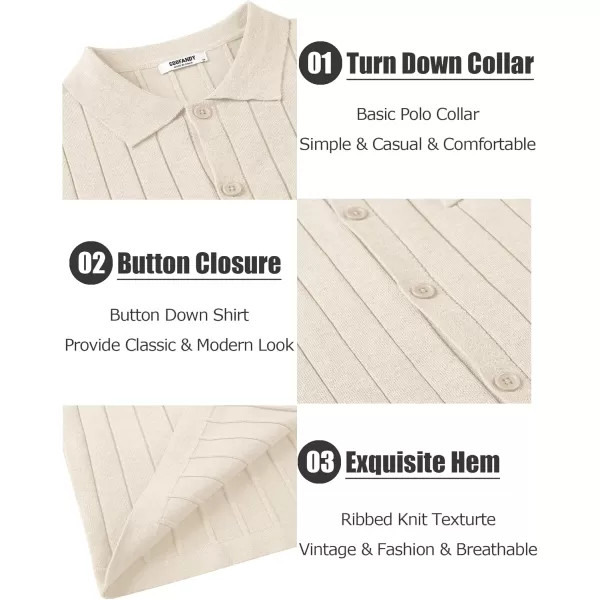COOFANDY Men's Casual Knit Polo Shirts Long Sleeve Button Down Sweater Polo Ribbed Cardigan Sweater with Pocket