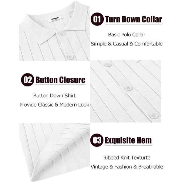COOFANDY Men's Casual Knit Polo Shirts Long Sleeve Button Down Sweater Polo Ribbed Cardigan Sweater with Pocket