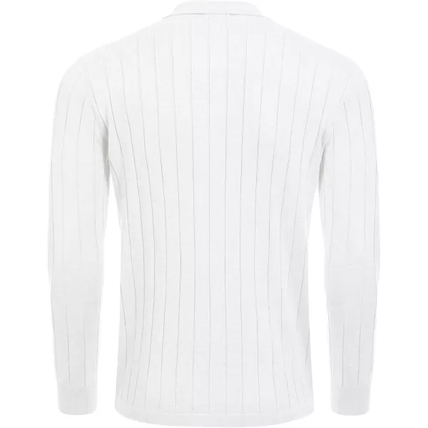 COOFANDY Men's Casual Knit Polo Shirts Long Sleeve Button Down Sweater Polo Ribbed Cardigan Sweater with Pocket