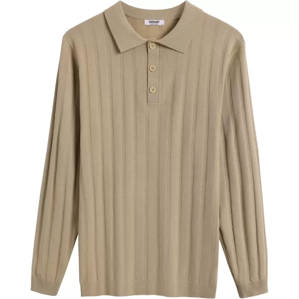 COOFANDY Men's Knit Polo Shirt Casual Long Sleeve Polo Sweater Dress Collar Polo Classic Golf Shirts