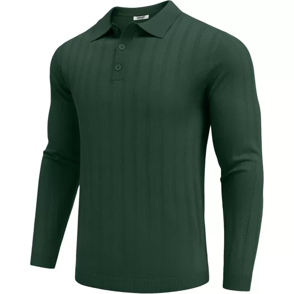 COOFANDY Men's Knit Polo Shirt Casual Long Sleeve Polo Sweater Dress Collar Polo Classic Golf Shirts
