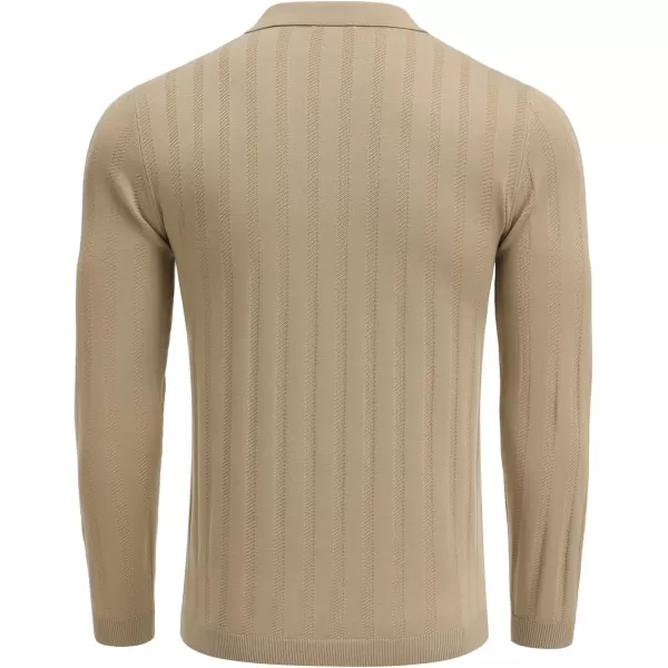COOFANDY Men's Knit Polo Shirt Casual Long Sleeve Polo Sweater Dress Collar Polo Classic Golf Shirts