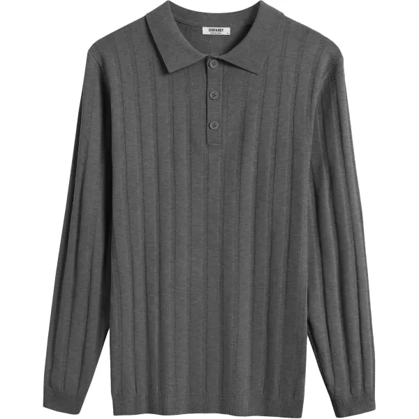 COOFANDY Men's Knit Polo Shirt Casual Long Sleeve Polo Sweater Dress Collar Polo Classic Golf Shirts