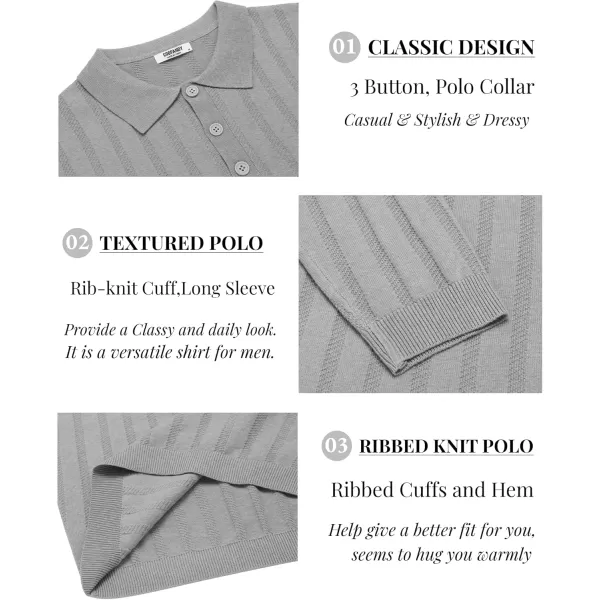 COOFANDY Men's Knit Polo Shirt Casual Long Sleeve Polo Sweater Dress Collar Polo Classic Golf Shirts