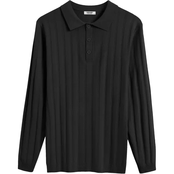 COOFANDY Men's Knit Polo Shirt Casual Long Sleeve Polo Sweater Dress Collar Polo Classic Golf Shirts